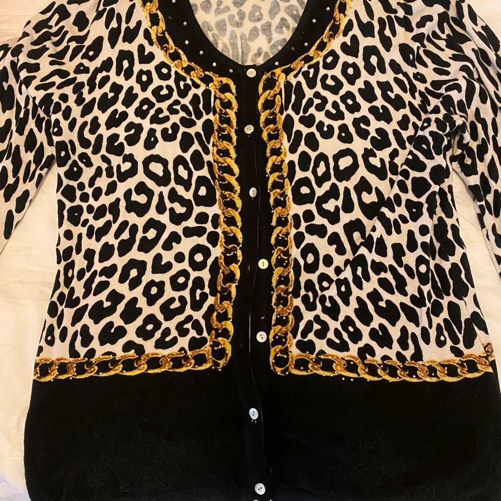 Pierri New York Black and White Leopard Sweater
